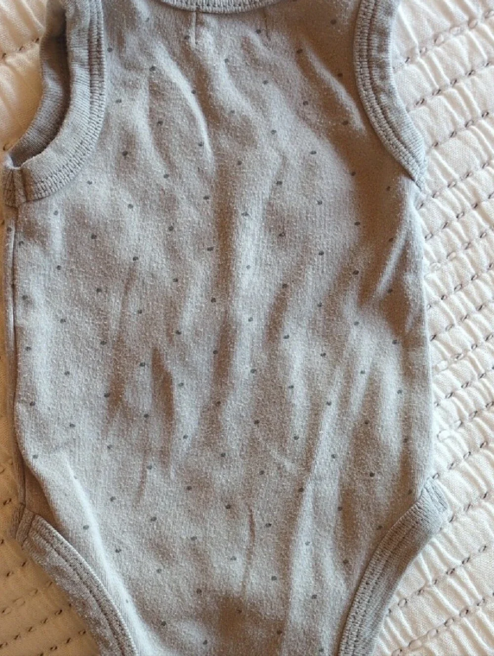 Jamie Kay Sleeveless  Gray Polka Dot Onsie